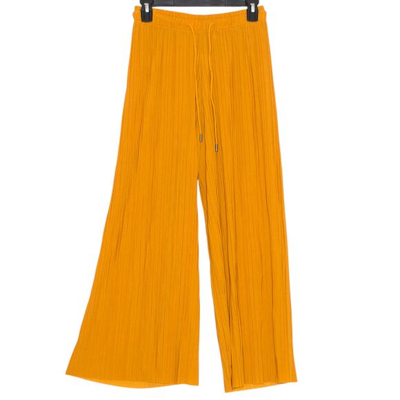 Pants Pleated Pull On Wide Leg Cropped Flowy Boho Retro Summer Hippie Festival 2 - Picture 5 of 5